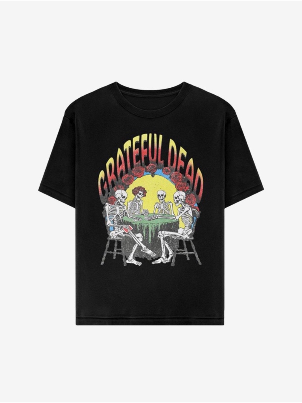 Hot Topic Black Grateful Dead Skeleton Card Game T-Shirt